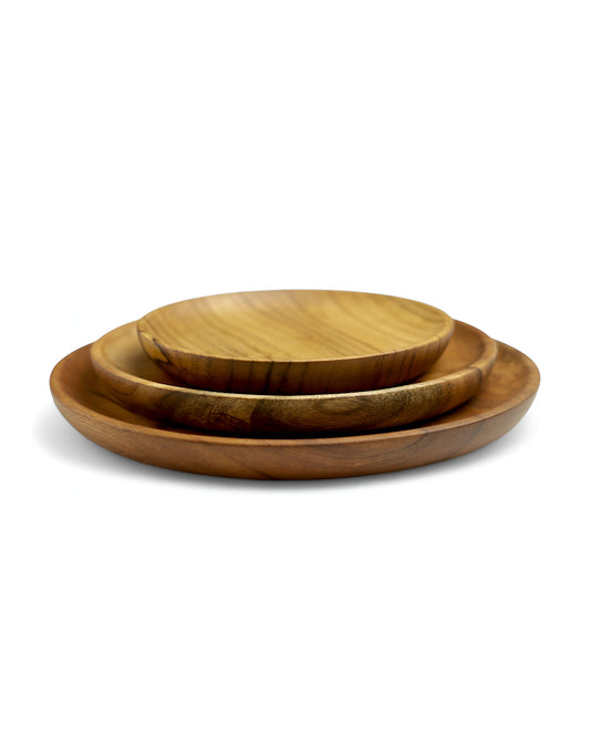 Wooden 3 Plates Set